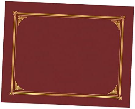 תעודת פשתן קלאסית של גיאוגרפיה/עטיפות מסמכים, 12.5 x 9.75, בורגונדי