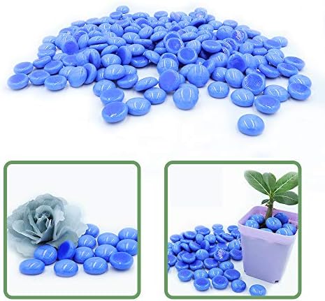 גולות זכוכית שטוחות כחולות לאגרטלים, בתפזורת 17 קילוגרם חרוזים דקורטיביים לחומרי מילוי אגרטל, מלאכות, פיזור שולחן, אקווריומים