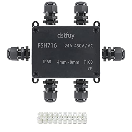 תיבת צומת DSTFUY, ABS אטום מים IP68 קופסאות חשמל. עם מסופי מחסום 24A צומת חשמלי תיבת פרויקט עבור 4-8 ממ DIA תיל.