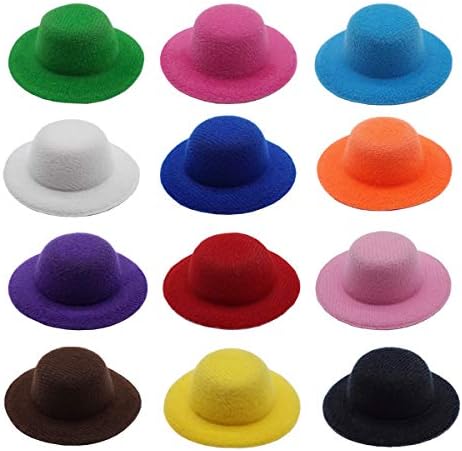 12 צבעים מיני כובעים פורמליים כובעי בובה מיניאטוריים כובעים למלאכות DIY אביזרי שיער מקשטים ≠ 2.3 /5.8 סמ)