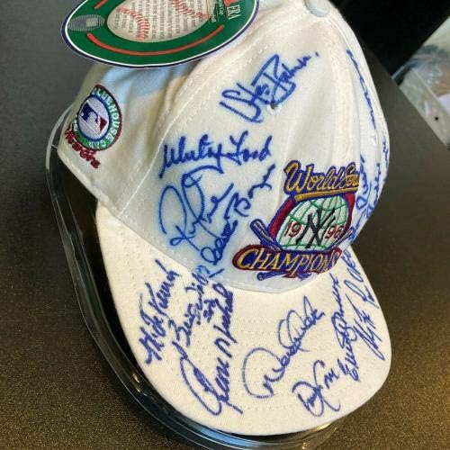 1996 צוות ניו יורק ינקיס חתם על כובע סדרת העולם עם דרק ג'טר JSA COA - כובעי MLB עם חתימה