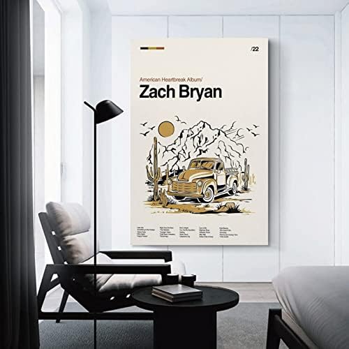 ארטסי זאק בריאן אמריקאי שברון לב בד פוסטר קיר דקורטיבי אמנות ציור סלון חדר שינה קישוט מתנה מסגרת-סגנון 12 * 18 אינץ