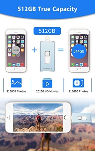 Apple MFI מקל תמונה מוסמך לאייפון 512GB, כונן הבזק USB לכונן אגודל של אייפון, מקל זיכרון לאייפון לאייפד/אייפון/שומר