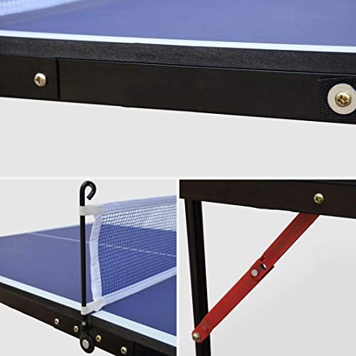 שולחן טניס שולחן ספורט KLB שולחן טניס בגודל בינוני מתקפל ונייד פינג שולחן פונג סט עם נטו ו -2 משוטים פינג פונג למשחק