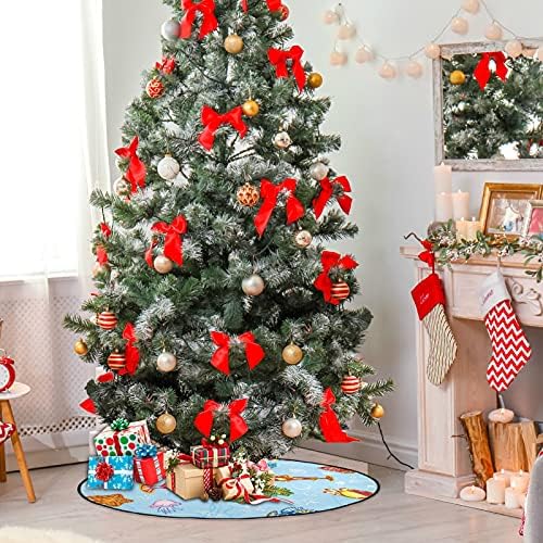 דגי חיה של חיה SEASHELL עץ חג המולד מחצלת עץ אטום למים שטיח מחצלת מחצלת תחת עץ חג המולד אביזר לקישוט חג המולד אספקת בית לחג