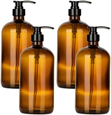 33 אונקיה בקבוק מתקן משאבות זכוכית, מיכל ענבר גדול עם משאבה למקלחת ואמבט קרם סבון סבון קרם - 1 ליטר - מאת Kitchentoolz