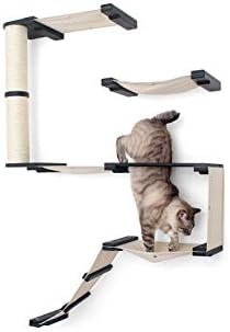 Catestrophicreations Cat mod mod deluxe מבצר קיר בעבודת יד מדפי עץ חתולים רכובים, אוניקס/טבעי, גודל אחד