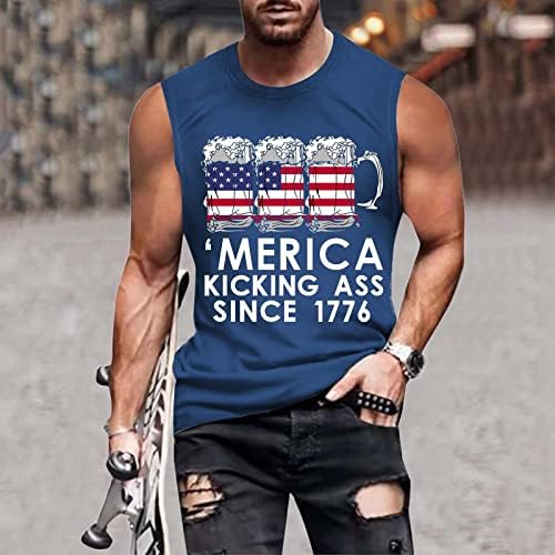 ZDDO 4 ביולי שרירי גברים שרירים גופיות פטריוטיות חולצות אימון ללא שרוולים קיץ אתלטי 1776 טנקי כושר דגל אמריקאי