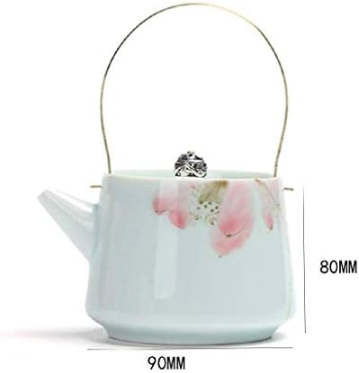 PDGJG TEA KETLE-PORCELAAN סיר תה עם פלדה אל חלד, פורח, קומקום עלים רופף, לבן