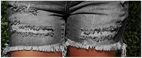 מכנסי ג'ינס נמתחים של נשים מזדמנים קצרות ג'ינס גבוהות עם מותניים קרועים מכנסי ג'ינס קצרים במצוקה שמו