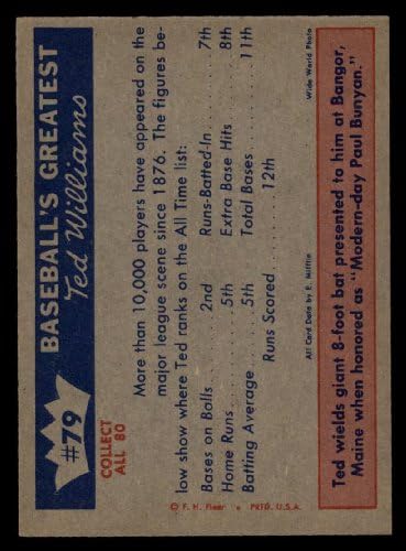 1959 FLEER 79 שם טד עומד טד וויליאמס בוסטון רד סוקס אקס/MT Red Sox