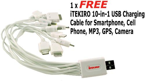 ערכת מטען סוללות לרכב של Itekiro AC DC עבור SANYO DB-L30 + ITEKIRO 10 ב -1 USB כבל טעינה