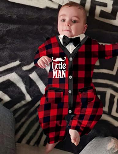 קווינסטייל יילוד ילד תינוק רומפר שרוולים ארוכים גברים קטנים ג'נטלמן תלבושות בגד גוף תלבושות תינוקות תינוקות נופלים