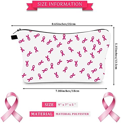 4 חתיכות שקיות איפור של סרטן השד לנשים רוכסן ורוד רוכסן רוכסן כיסות קנקות סרטן שד מתנות סרטן תמיכה בשקיות קוסמטיקה