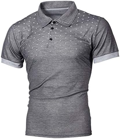 חולצת פולו פייזלי של גברים וקדון שרוול קצר בכושר סטנדרטי מודפס חולצות עסקים בכושר דק כותנה טי בסיסי קיץ