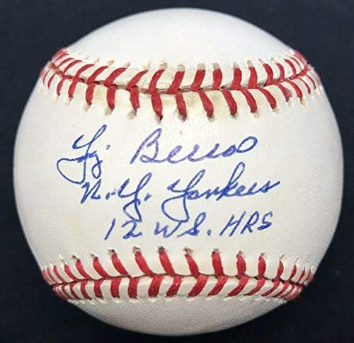 Yogi Berra Ny Yankees 12 WS HRS חתום בייסבול JSA Loa Hof - כדורי בייסבול עם חתימה