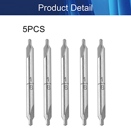 Hegebeck 5 PCS משולב מקדחות מרכזיות סיביות סינון סוג רגיל מסוג 1/8 אינץ 'דיא שנק
