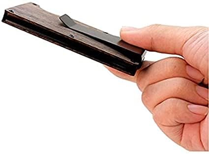 אגוז עץ ואלומיניום מקרה עבור כרטיסי אשראי מזהה כרטיס מינימליסטי ארנק עם כסף קליפ עץ דק כיס כרטיס מחזיק
