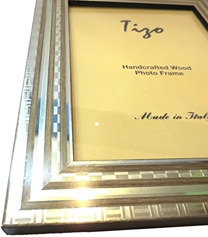 מסגרת עץ מפוספסת אפורה וכסף של טיזו 8 x 10, מיוצרת באיטליה