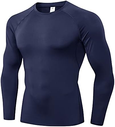 WRAGCFM חולצות דחיסה של שרוול ארוך של גברים מהיר יבש אתלטי ריצה טריקו אימון ספורט ספורט כושר שכבת בסיס שכבה