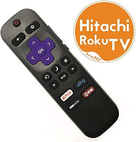Hitachi Roku TV מרחוק עם בקרת עוצמת קול וכפתור ההפעלה לטלוויזיה עבור כל הטלוויזיה המובנית של Hitachi Roku.