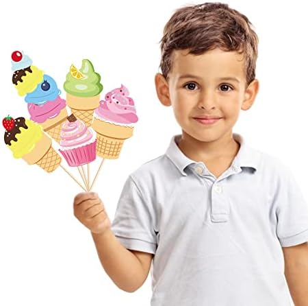 25 קיץ גלידת עוגת ארטיק מסיבת נושא יום הולדת אבזרי גלידת חנות נושא סלפי אבזרי, קיץ יום הולדת ספקי צד, צילום רקע