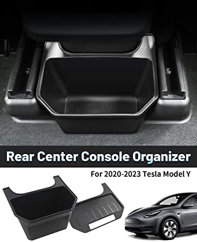 ShadeMax התאמה אישית למארגן הקונסולות המרכזי האחורי Tesla דגם Y 2023 2022 2021 2020 תיבת אחסון מושב אחורי עם מכסה שורה
