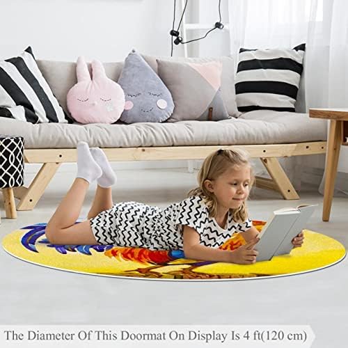 Llnsupply ילדים עגול ילדים שטיח שטיח שטיח בצהוב זריחה צהובה כרית שטיח שטיח