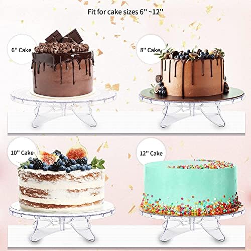 NWK 12 אינץ 'מואר ומחזיק צלחת עוגת עוגה עם אורות מיתרים מתאימים ל 6 אינץ', 8 אינץ ', 10 אינץ', 12 אינץ 'עוגות למסיבת