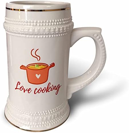 עיצוב פשוט פשוט על אוכל וטקסט של בישול אהבה - 22oz שטיין ספל