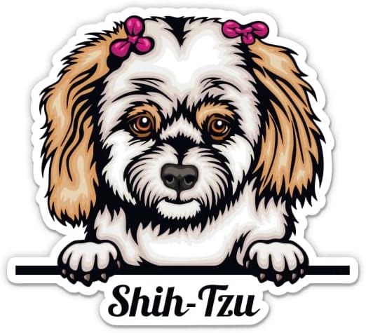 מדבקה של Shih Tzu - מדבקת מחשב נייד 3 אינץ ' - ויניל אטום למים לרכב, טלפון, בקבוק מים - מדבקות כלב שין צו