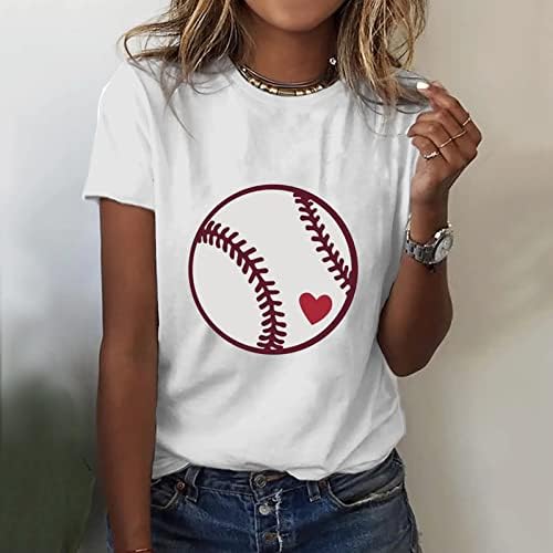 חבילת חולצה נשים אופנה חולצה בייסבול הדפסה קצר שרוול קיץ מקרית טוניקה למעלה נשים ארוך שרוול ספנדקס