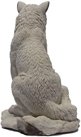 זאב 7.75 אינץ 'יושב בפסל פסל דקורטיבי שלג, לבן