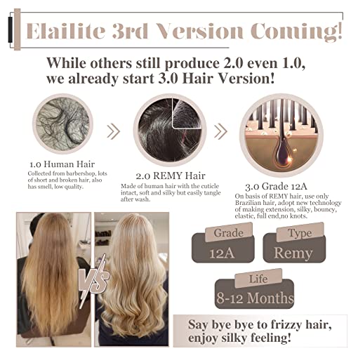 אליאליט 3.0 טופרים לשיער שיער אנושי אמיתי לנשים עם שיער דליל קליפים קטנים בחתיכות שיער עם פוני לנשירת שיער
