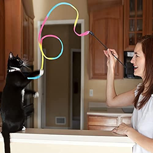 צעצועי שרביט קשת לחתול אינטראקטיבי, 3 יח 'צעצועי שרביט חתלתול חתולים חתול קטן מיתר קשת צעצועים אינטראקטיביים