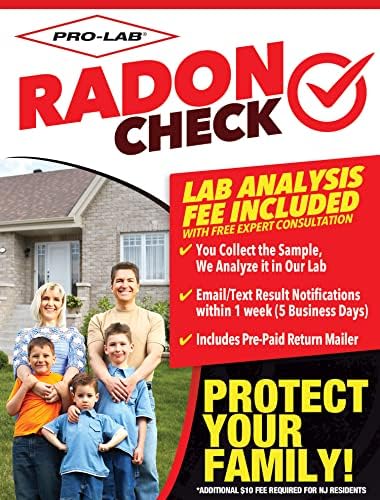 Radon Pro-Lab בדוק ערכת בדיקה לטווח קצר-גלאי גז ראדון 1. EPA אושר. דמי מעבדה ודואר החזרה כלול