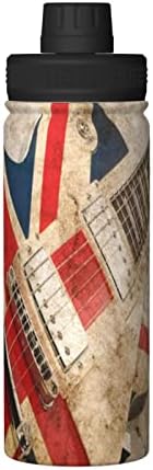 בקבוק מים וינטג 'גיטרה-דגל-בריט-דגל 18 גרם ואקום נירוסטה ואקום מבודד בקבוק רחב עם מכסה זרבובית אטום דליפות
