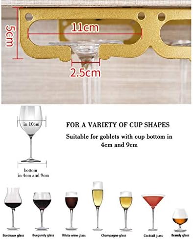 מתלה זכוכית יין - תחת ארון מחזיק כלי גזע משקפיים מארגן מתכת קולר לאחסון גביע זכוכית יין מטבח J112, PIBM, זהב, 4 משבצות