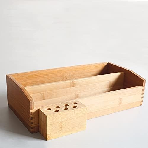 קופסת אחסון במבוק בכיתה גבוהה של ANNCUS לקוסמטיקה/סאנדרס/רפואה ECO מארגן משרדי עץ טבעי עיצוב שולחן מחזיק רודף