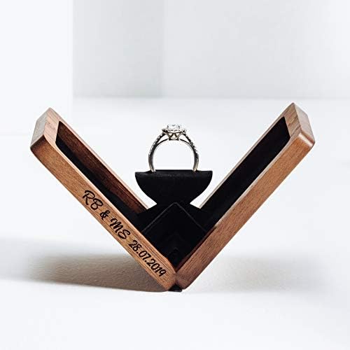 תיבת טבעת עץ מסתובבת וודסברי להצעה ותיבת טבעת לטקס חתונה-תיבת טבעת נישואין בעבודת יד-תיבת נושא טבעת חרוטה בהתאמה אישית