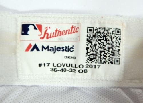 2017 Arizona Diamondbacks Torey Lovullo 17 משחק משומש מכנסיים לבנים 36-40-32 085-משחק משומש מכנסי MLB