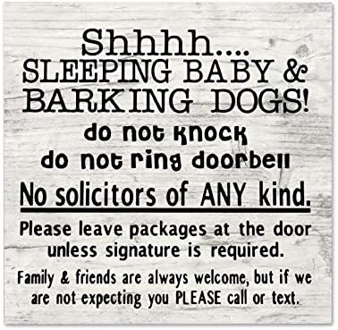 Godblessign Shhhh ישן תינוקות נובחים כלבים ללא שידול שלט פלאק, שלטים תלויים בקיר עץ, קישוטים לקיר לסלון, עיצוב קיר חווה