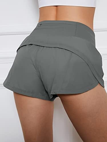 אוטומט נשים ספורט גבוהה מותן מכנסי ריצה אימון מכנסיים קצרים פעיל מזדמן כושר מכנסיים קצרים עם רוכסן כיסים