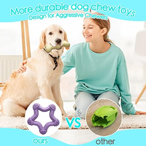 כלב ללעוס צעצועי 3 חבילה עבור לועסי אגרסיבי קטן בינוני גזע, בלתי ניתן להריסה קשה עמיד כלב צעצועי גורים שיניים ניקוי,
