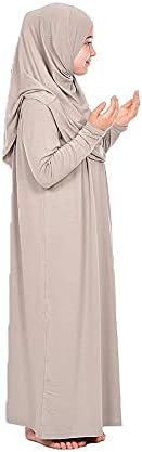 באינטרנט שמלה מוסלמית עבור בנות, ארוך שרוול מקשה אחת אסלאמי תפילת שמלה עם חיג ' אב