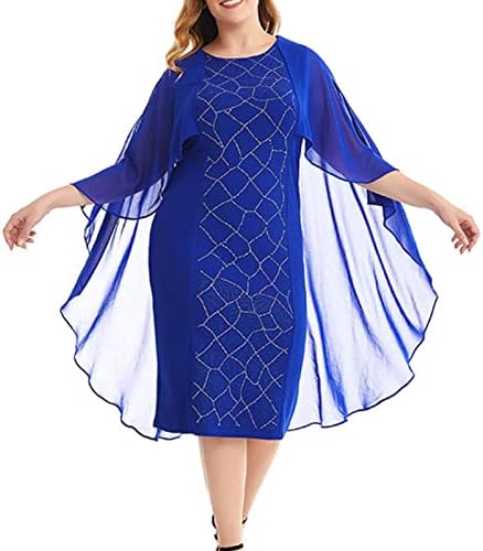 נשים 2023 ליידי סריגה אלגנטית שמלת קייפ בתוספת הדפסה בגודל חצי שרוול בגדי מורים לנשים