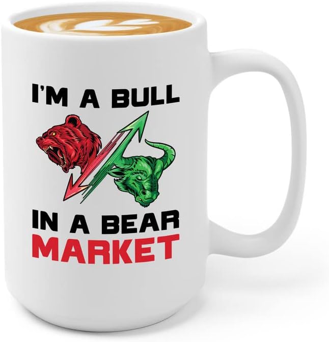 פלאירי לנד מניות סוחר קפה ספל 11 עוז שחור-אני שור בשוק דוב - מצחיק שוק המניות אסטרטגיה פיננסית רכישה כורה