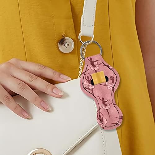 נשים בנות צ 'פסטיק מחזיק מפתחות קליפ על שרוול צ' פסטיק פאוץ מחזיקי מפתחות שפתון מחזיק עם ורוד בלט דפוס