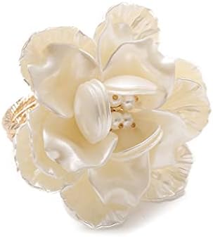 טבעת מפית של LLLY 10 יחידים בסגנון אירופאי פרח לבן יציר