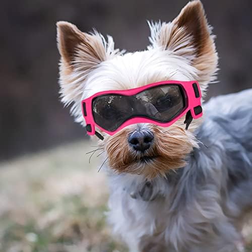 משקפי כלבים זן קטן, משקפי שמש של כלב גזע קטן עין כלב הגנה על אור שמש, משקפי הגנת UV לכלב עם רצועות מתכווננות,